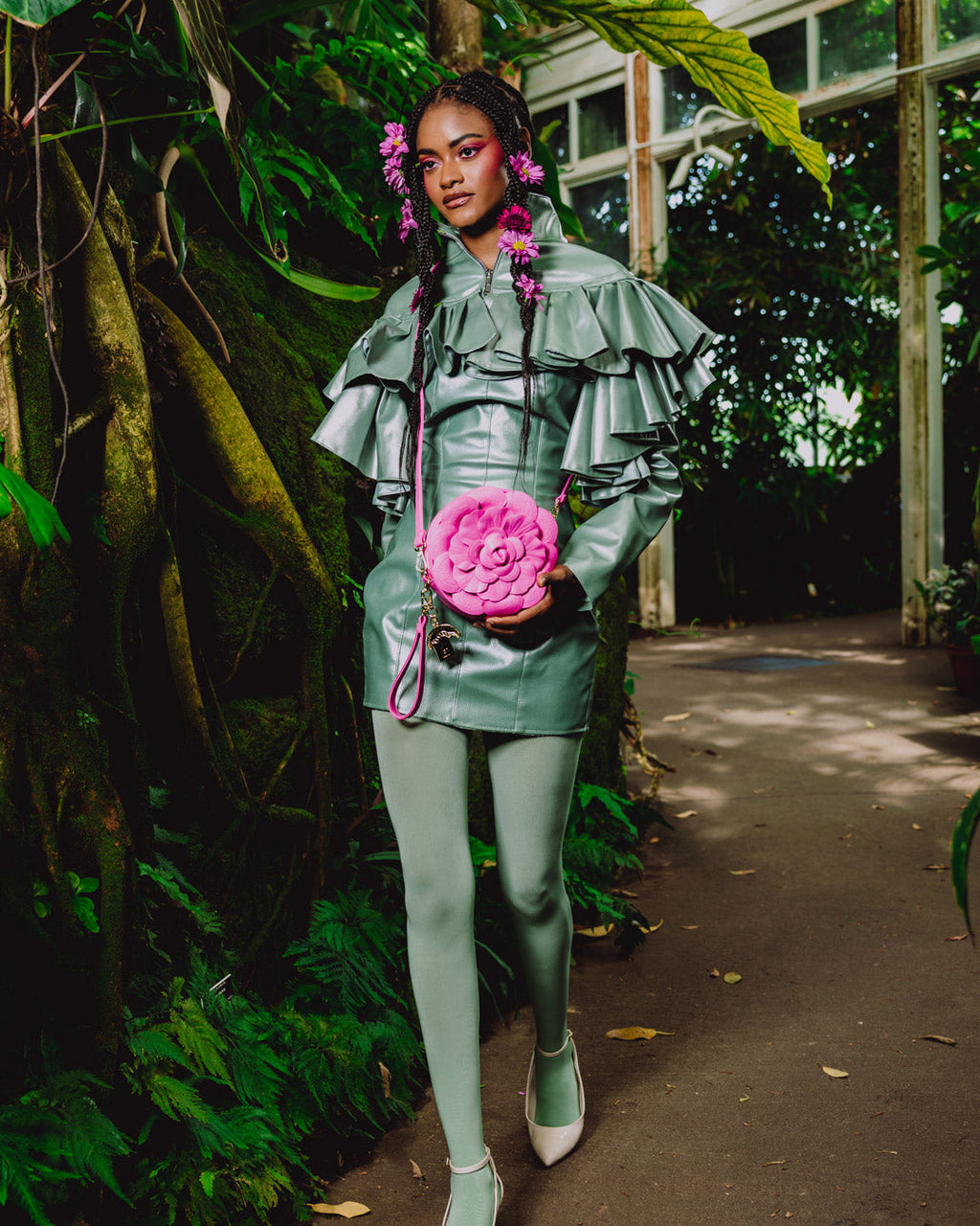 NEW YORK BOTANICAL GARDEN COLLAB - PINK BLOOM SHOULDER BAG