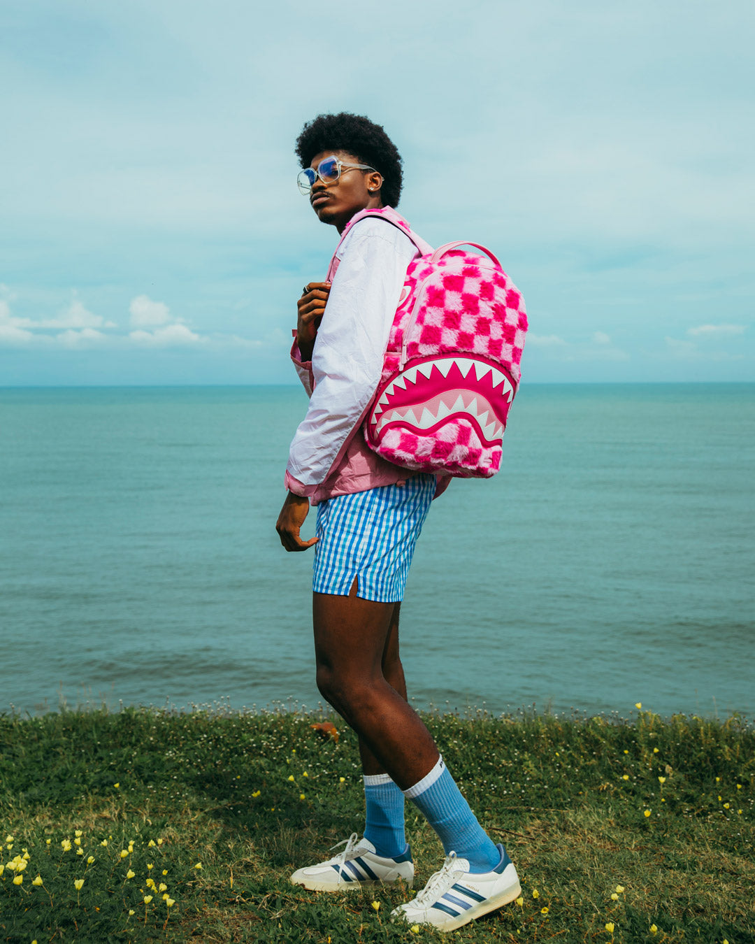 FURZILLA SHARK (PINK CHECK) BACKPACK
