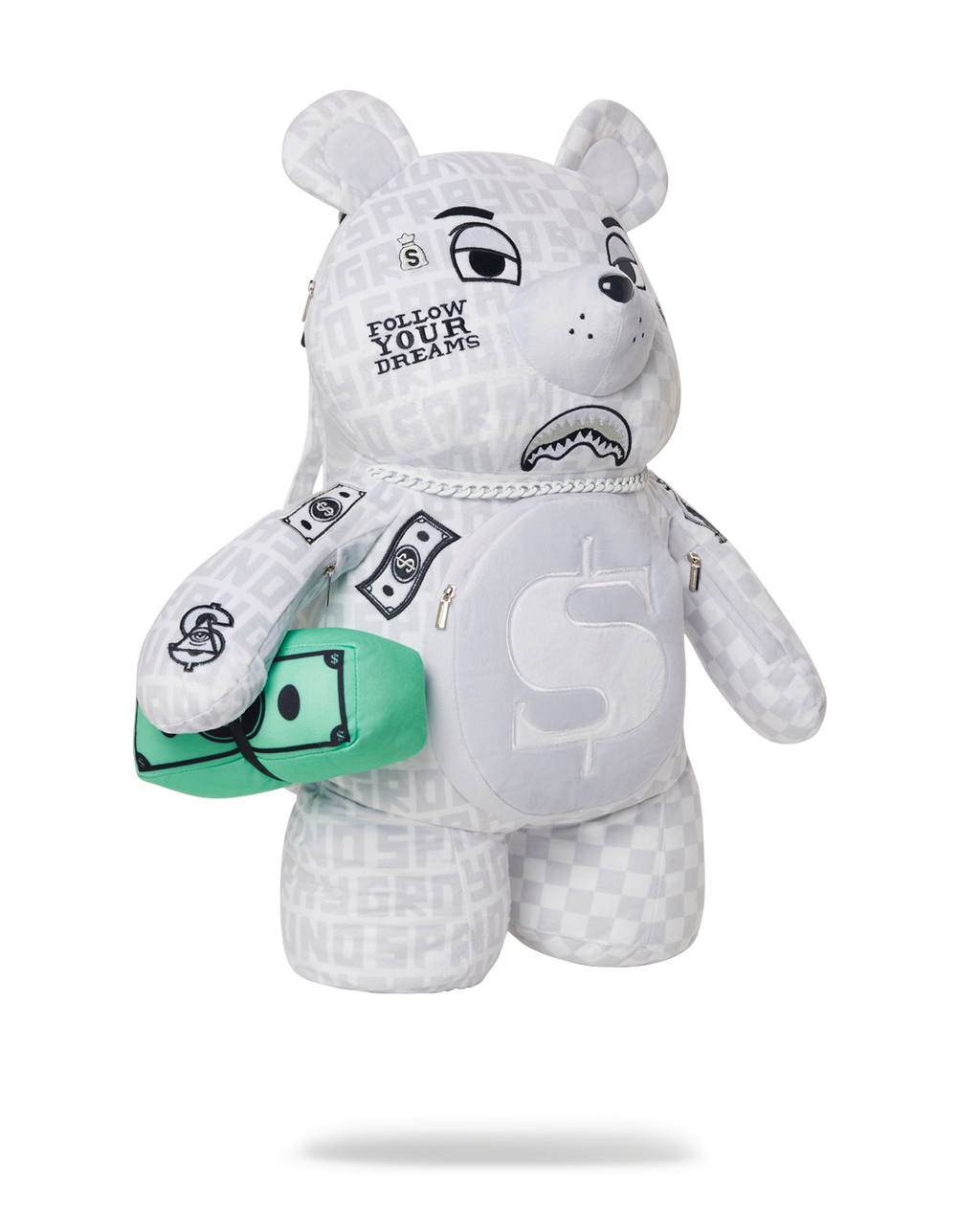 SPLIT THE CHECK (PEARL) MONEYBEAR TEDDYBEAR BACKPACK