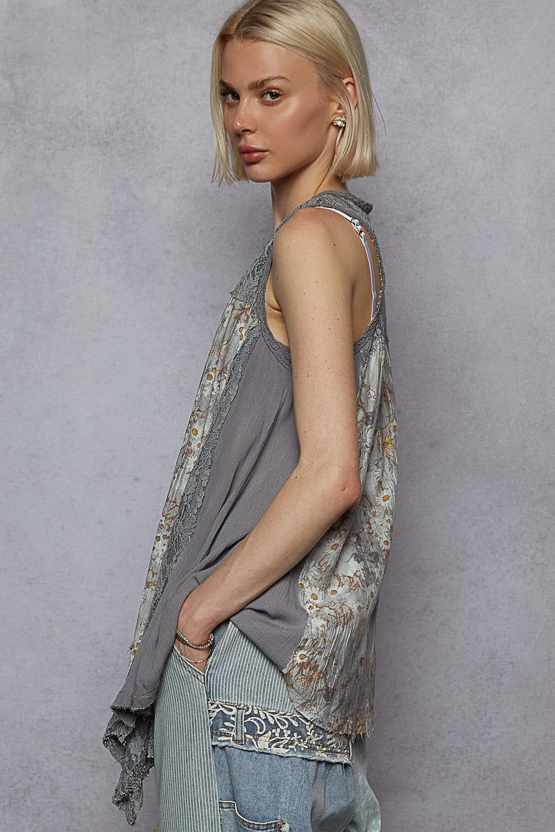 POL Sleevless Floral Cardigan Vest