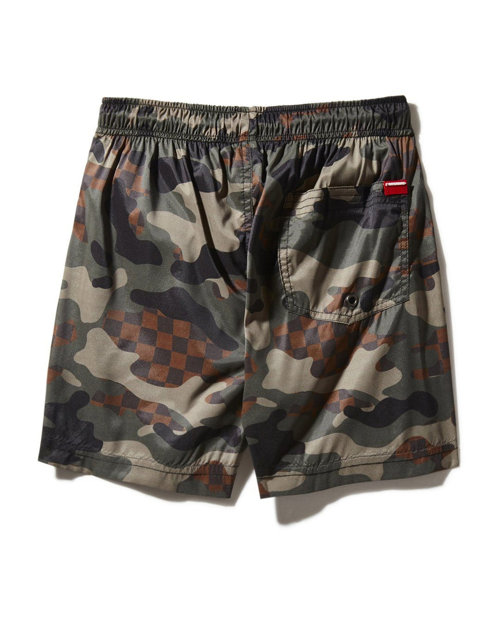 KIDS CAMO CHECKERED SWIM TRUNKS