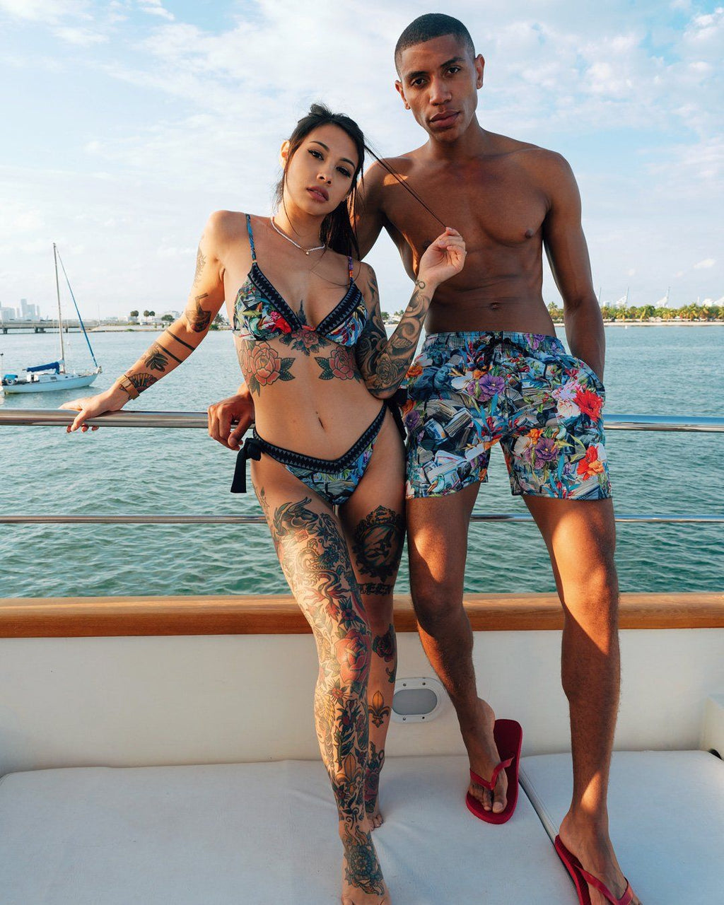 FLORAL MONEY SHOTO SWIM TRUNKS
