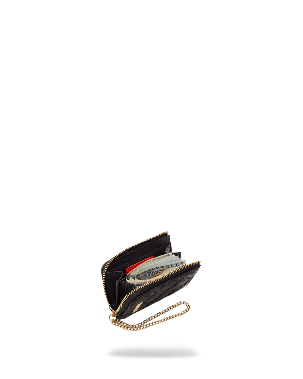 NOIR QUILT GOLD CHAIN SHARK WALLET