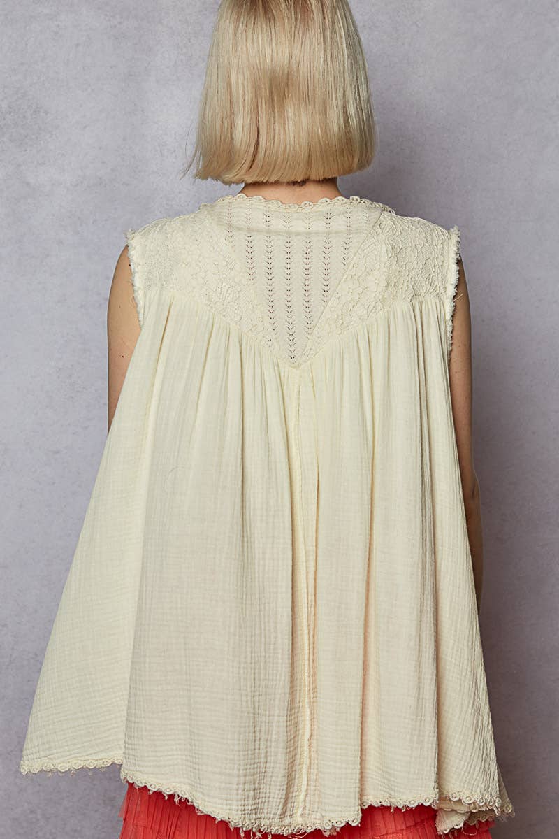 POL Pearls Sleeveless Cardigan