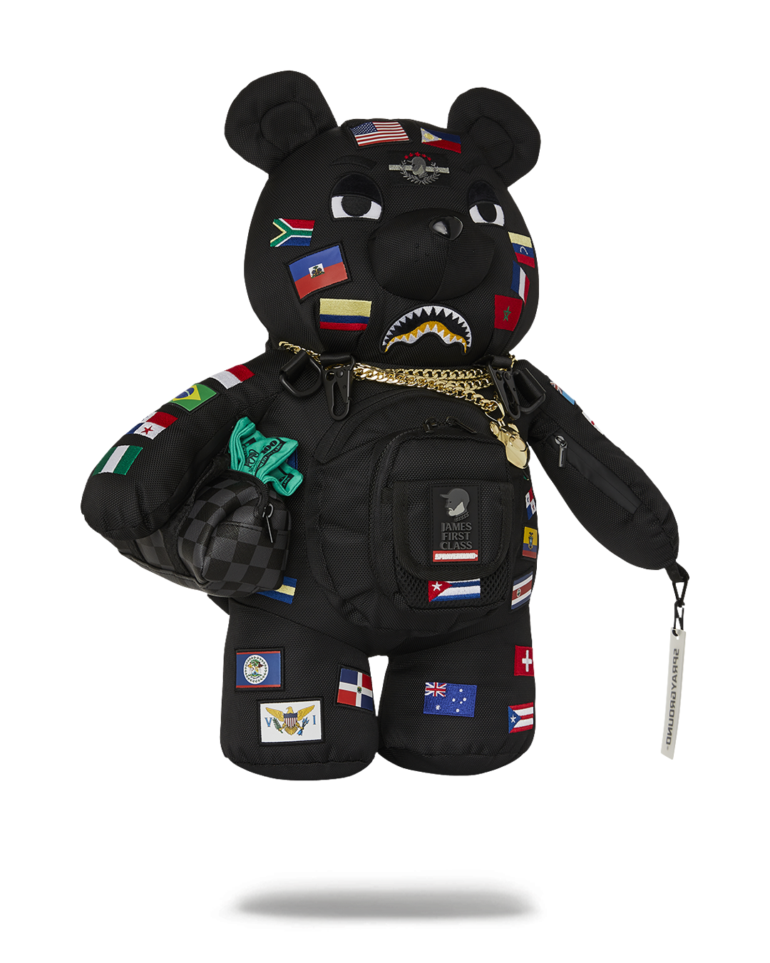 JAMES FIRST CLASS GLOBAL FLAGS MONEYBEAR BACKPACK