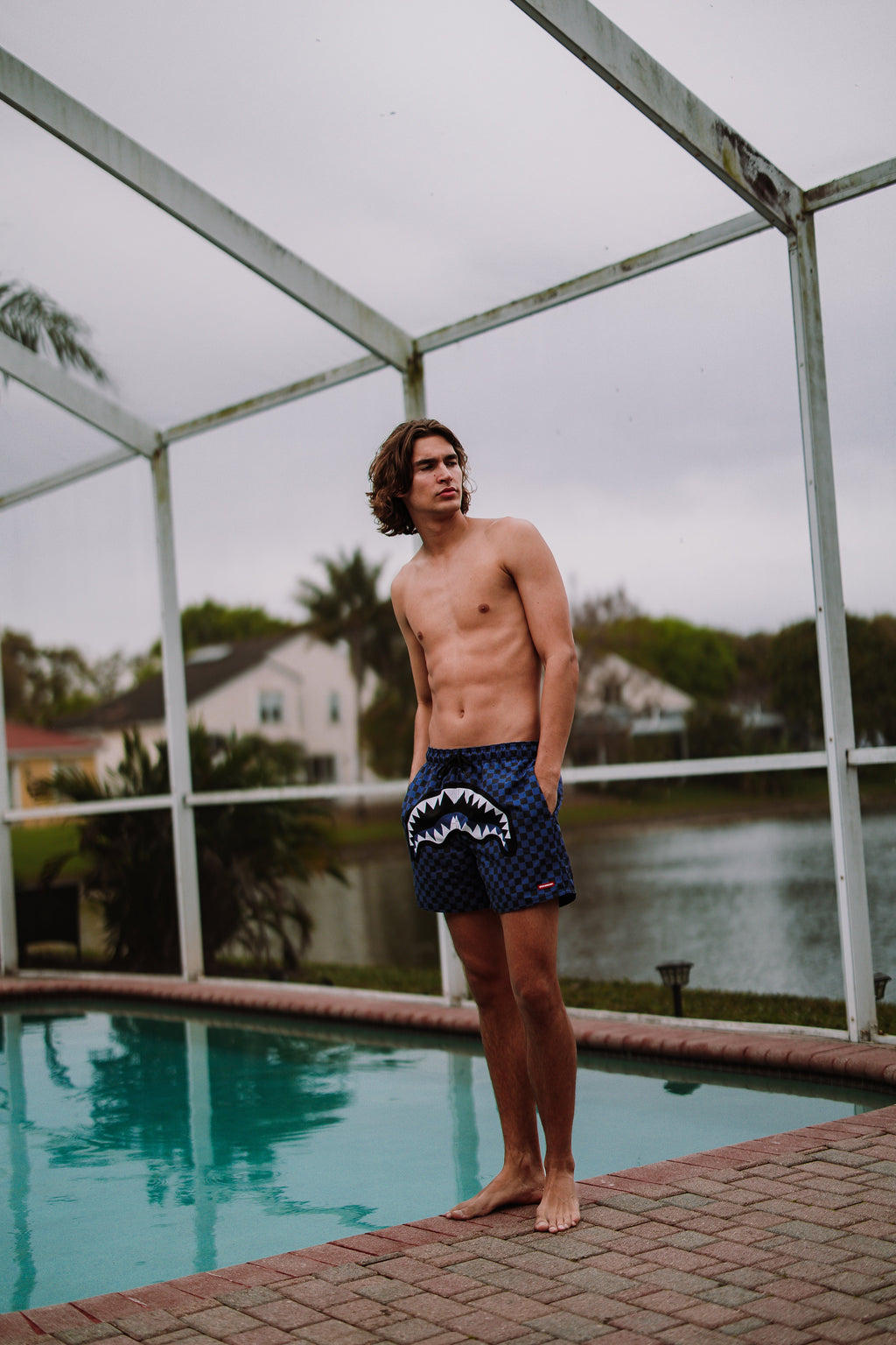 MIDNIGHT MAGIC SHARKS IN PARIS SWIM SHORTS