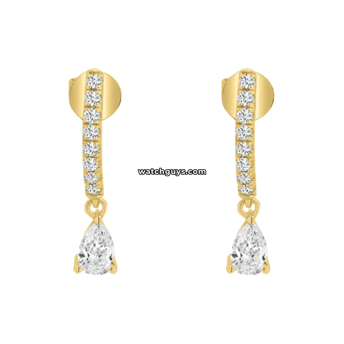 Pear Diamond Dangle Earrings 18k Yellow Gold