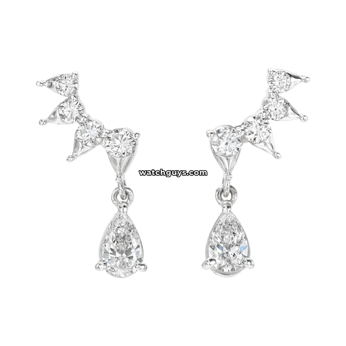 Pear Diamond Drop Earrings 18k White Gold