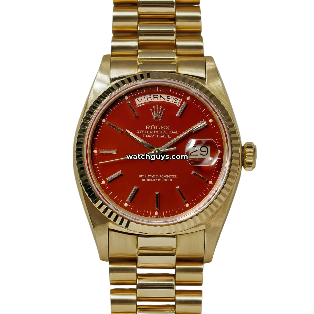 Rolex Day-Date 1803 Oxblood Red Yellow Gold