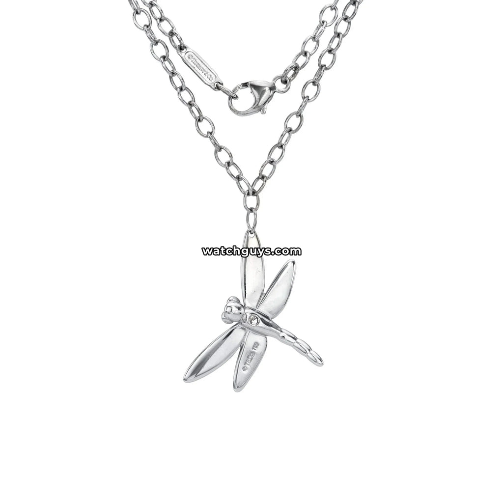 Tiffany & Co. Dragonfly Diamond Necklace 18K White Gold